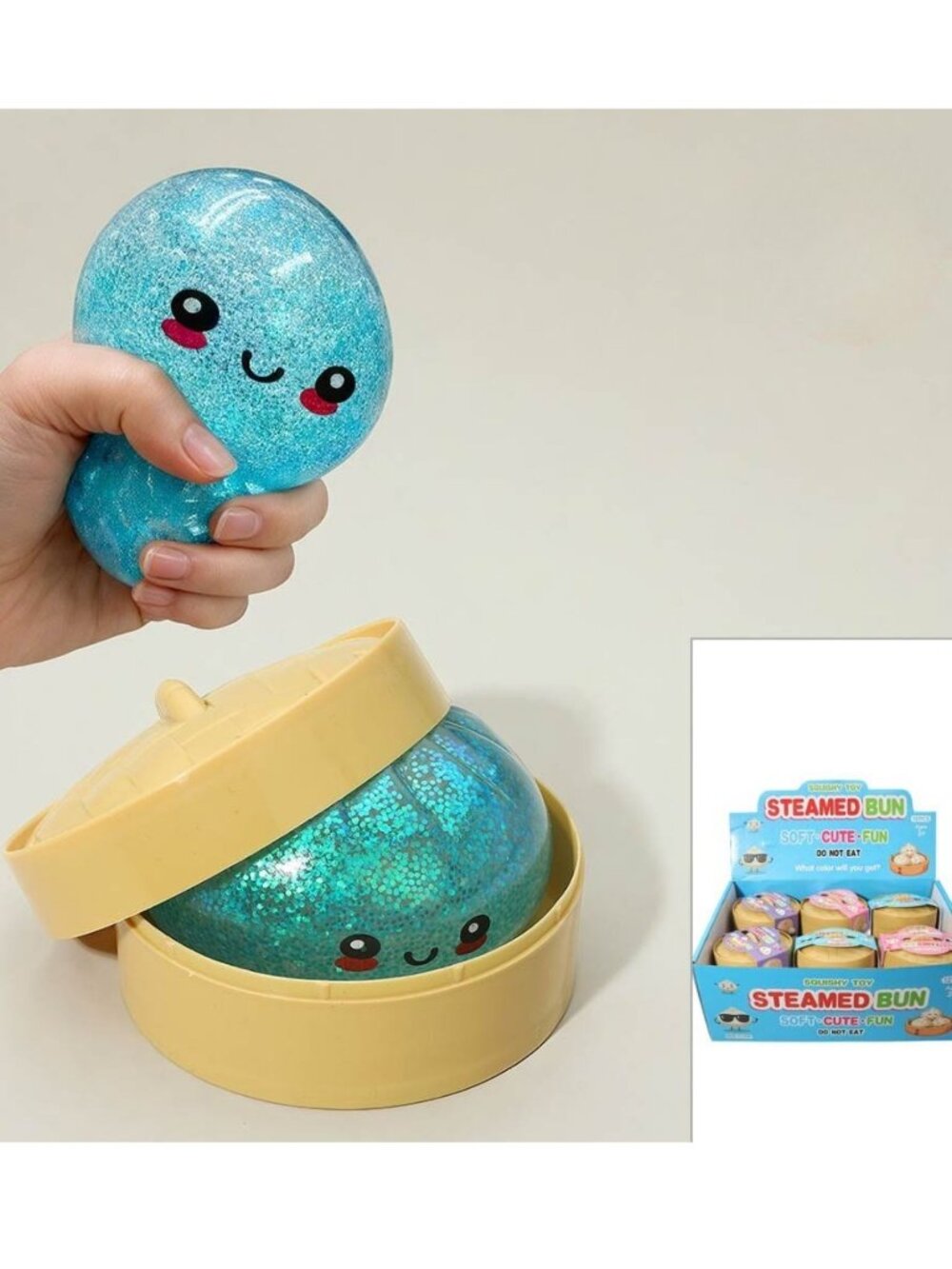 Mystery Squishy Glitter Steamed Bun Dumpling Stress Relief Squeeze Toy New 1pc